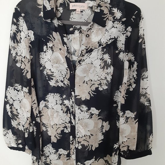 Philosophy sheer floral blouse, size L - Picture 2 of 4